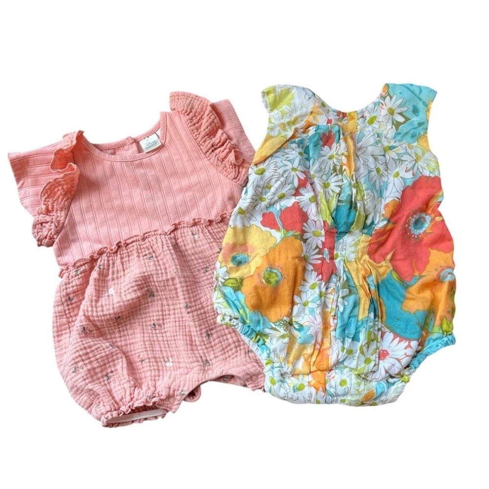 Lot Of 2 Baby Girls Summer Romper Outfits 6-9 Months Disney Baby Isabel Garreton